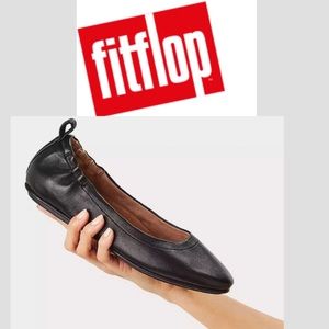 FitFlop Allegro Soft Leather Ballet Flats Black Size: 7
